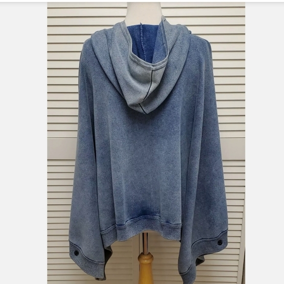 SOLD.CHLOE NWOT Denim Poncho Hooded Sweatshirt - Picture 3 of 9